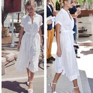 LISA MARIE FERNANDEZ Linen-blend Textures Gauze button down Midi cover-up Dress